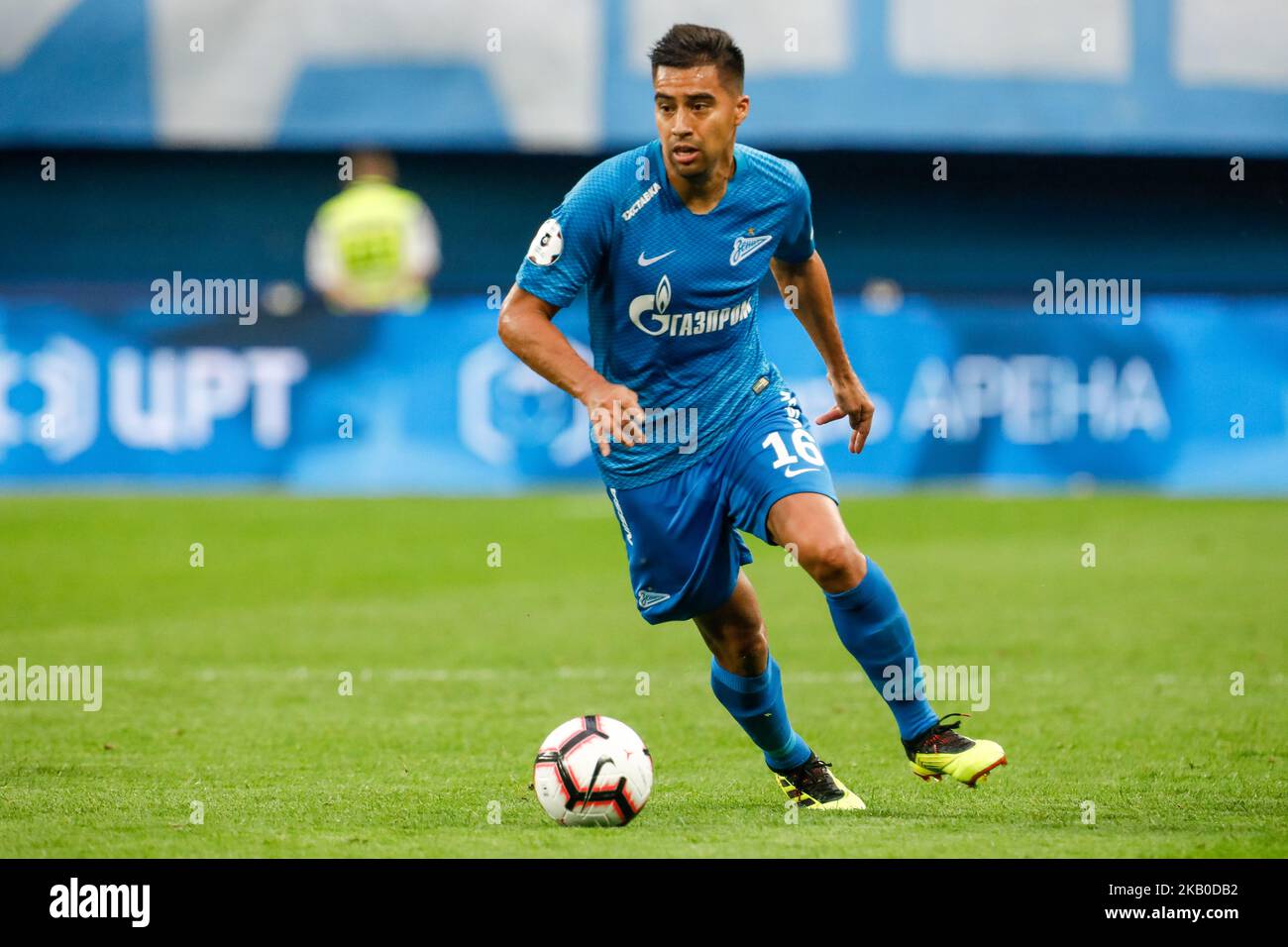 Christian Noboa of FC Zenit Saint Petersburg in action during the Russian Premier League match between FC Zenit Saint Petersburg and FC Ural Ekaterinburg on August 19, 2018 at Saint Petersburg Stadium in Saint Petersburg, Russia. (Photo by Mike Kireev/NurPhoto) Stock Photo