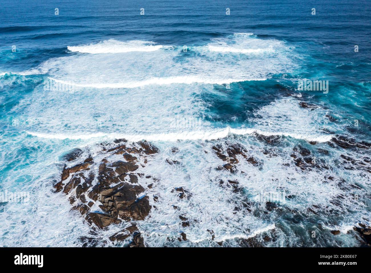 Stokes Point Drone aerial photograph of the rugged coastline at Stokes Point on King ...