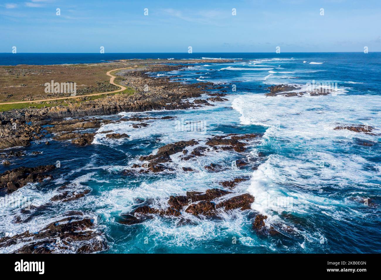 Stokes Point Drone aerial photograph of the rugged coastline at Stokes Point on King ...