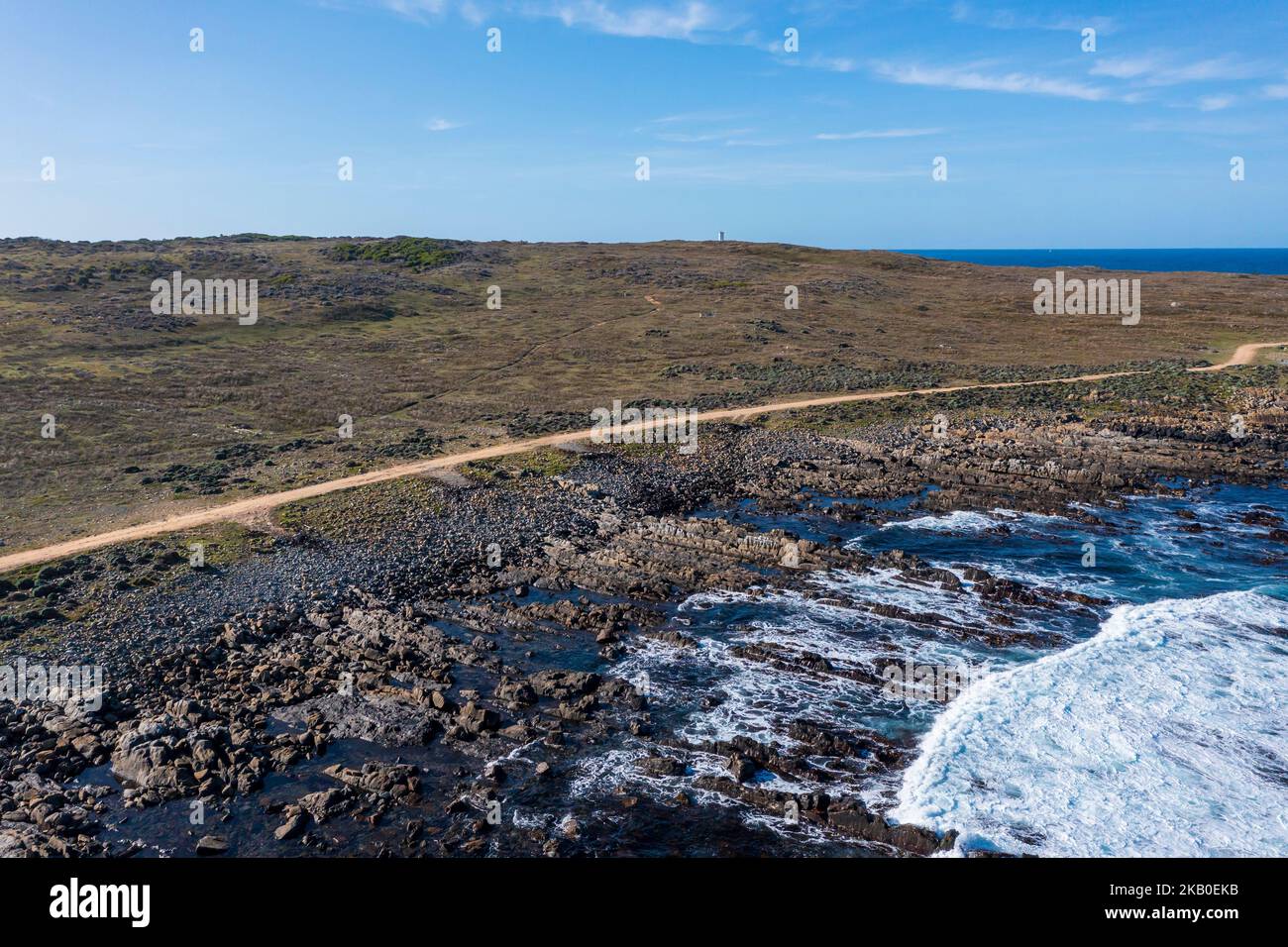 Stokes Point Drone aerial photograph of the rugged coastline at Stokes Point on King ...