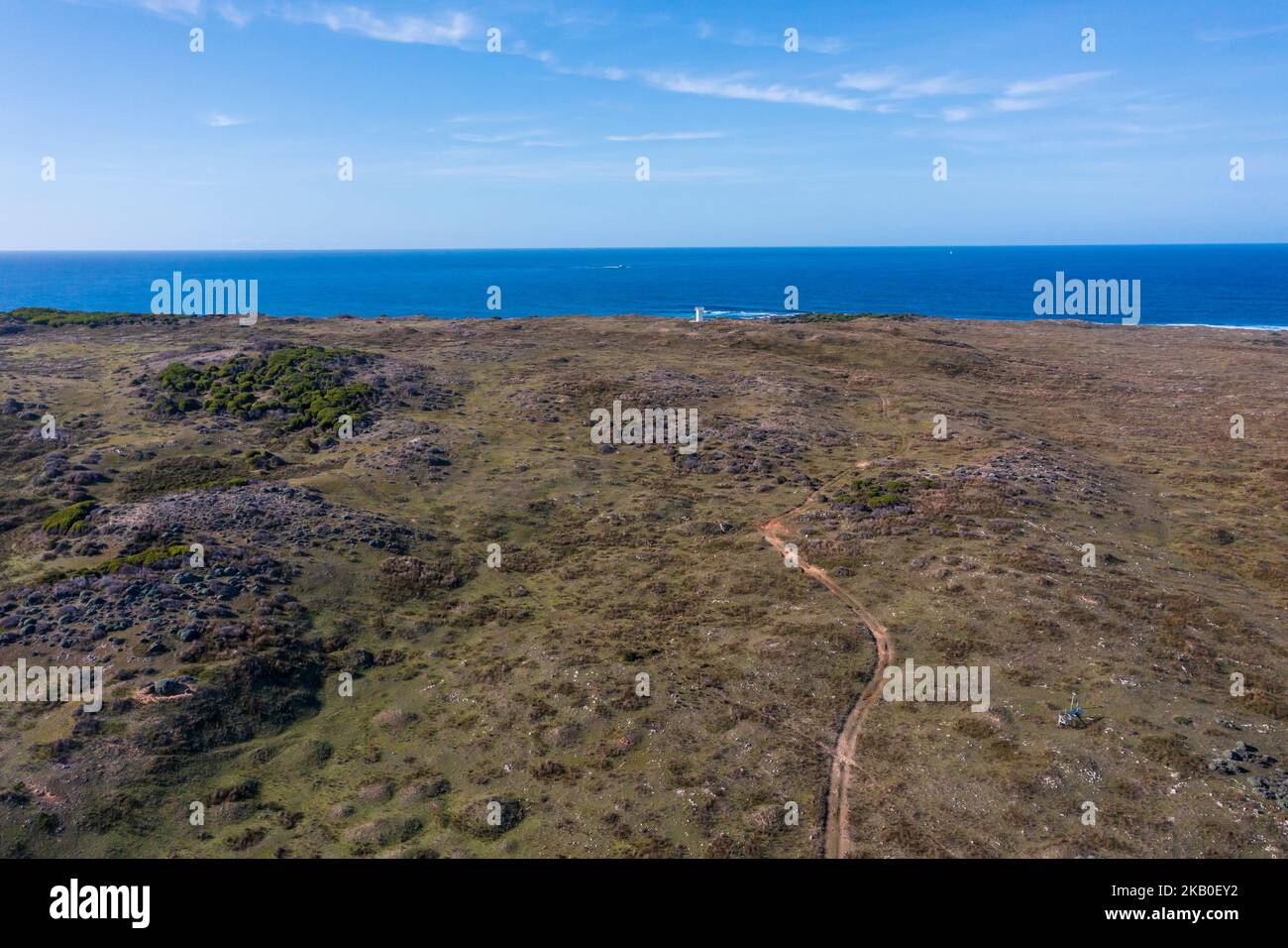 Stokes Point Drone aerial photograph of the rugged coastline at Stokes Point on King ...