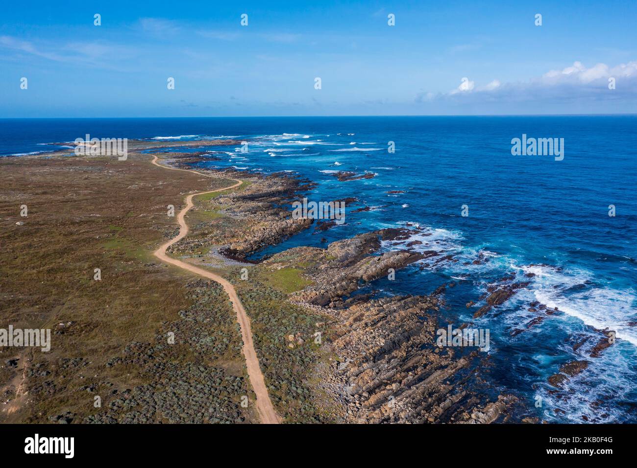Stokes Point Drone aerial photograph of the rugged coastline at Stokes Point on King ...