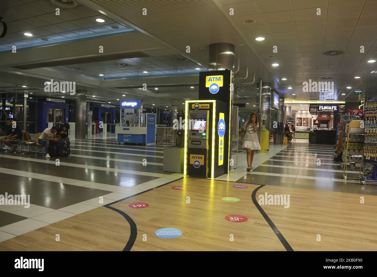 Inside Thessaloniki International Airport "Macedonia" in Greece. The area of the gates after the