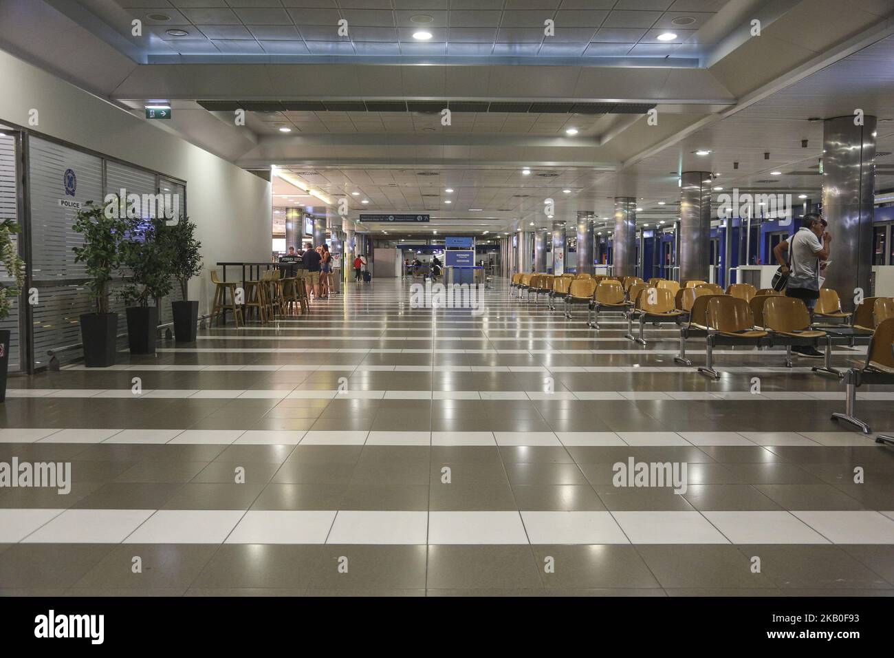 Inside Thessaloniki International Airport "Macedonia" in Greece. The area of the gates after the