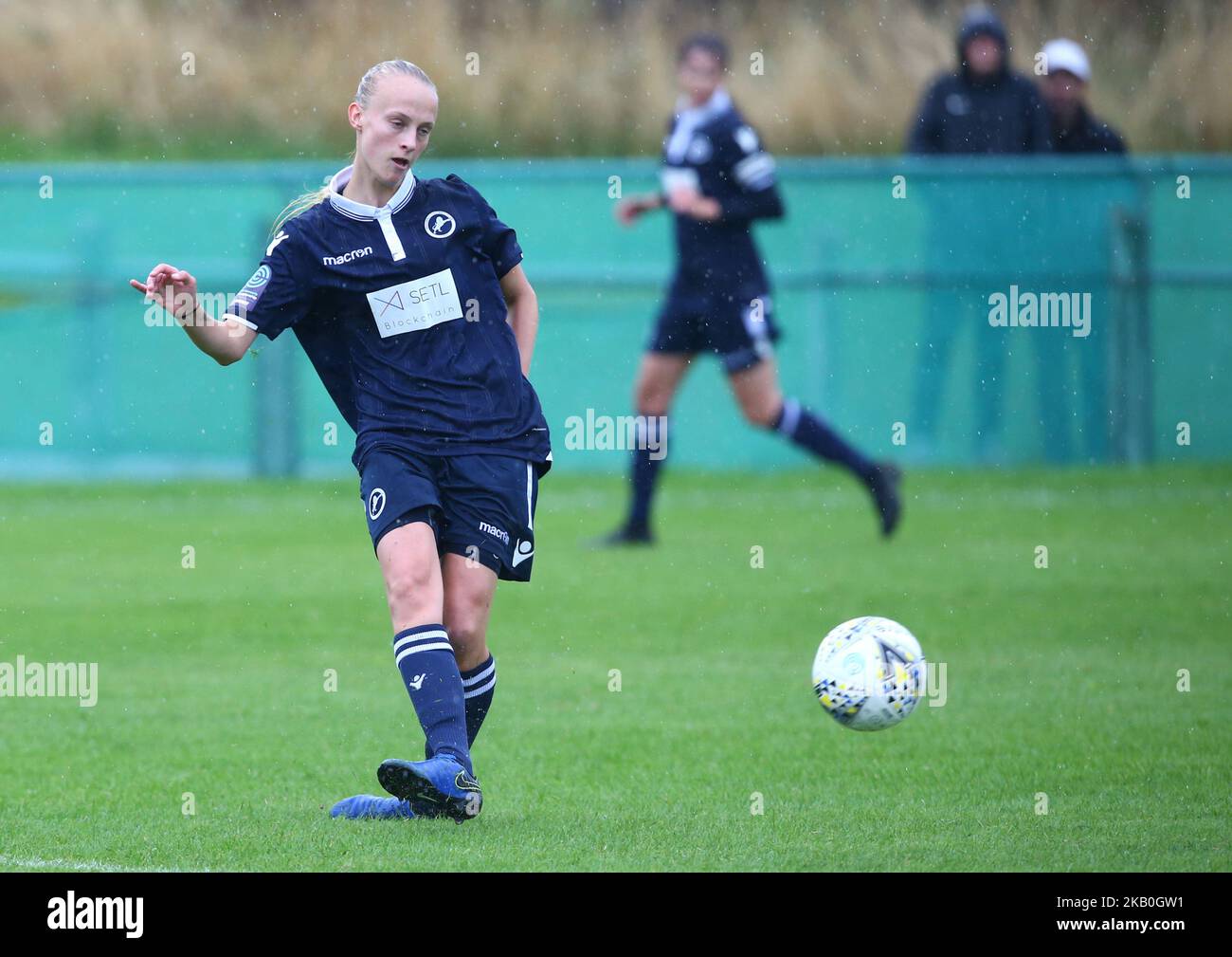 Riva Casley of Millwall Lionesses L.F.C during The FA Women's Continental League Cup match between Charlton Women and Millwall Lionesses at VCD Athletic, Crayford, England on 26 August 2018. (Photo by Action Foto Sport/NurPhoto)  Stock Photo