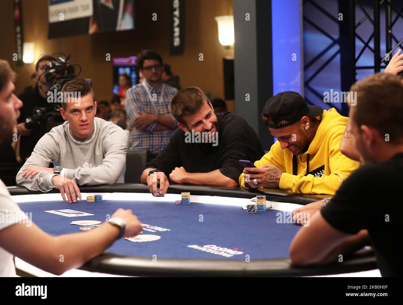 Gerard Pique, Giovani Lo Celso and Neymar in the Pokerstars poker  tournament at the Casino de Barcelona, on 27th August, 2018, in Barcelona,  Spain. -- (Photo by Urbanandsport/NurPhoto Stock Photo - Alamy
