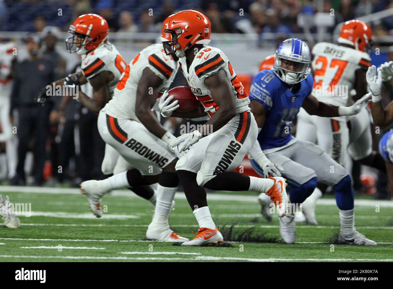 Cleveland Browns RB Dontrell Hilliard (25) in action during a game against  the Baltimore Ravens at M&T Bank Stadium in Baltimore, Maryland on  September 29, 2019. Photo/ Mike Buscher/Cal Sport Media Stock