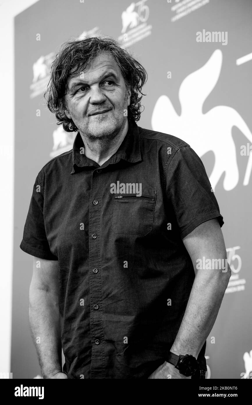 (EDITORS NOTE: Image has been converted to black and white) Emir Kusturica attends 'El Pepe, A Supreme Life (El Pepe, Una Vida Suprema)' photocall during the 75th Venice Film Festival on September 3, 2018 in Venice, Italy. (Photo by Matteo Chinellato/NurPhoto) Stock Photo