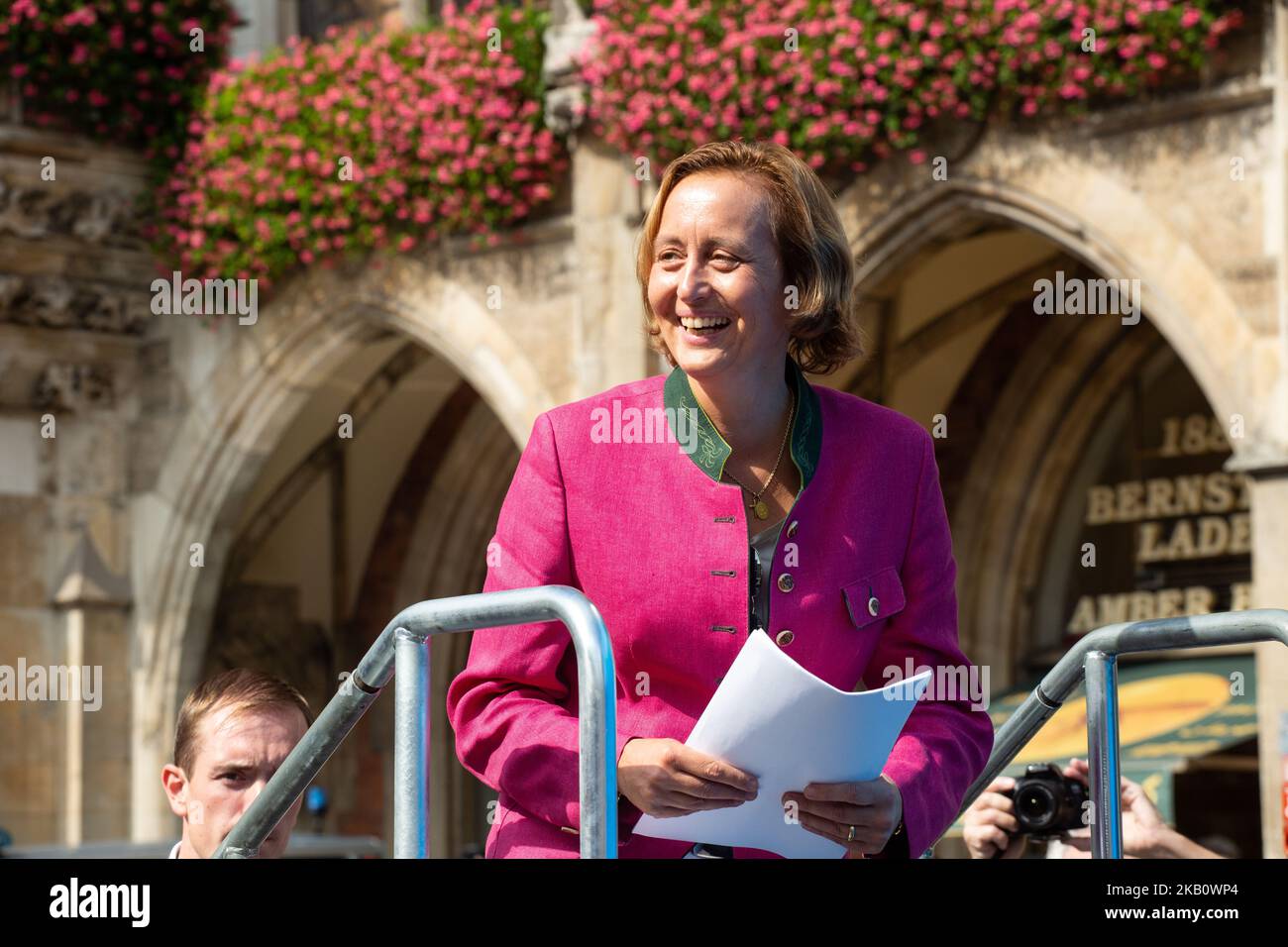 The vice chairwoman of the Alternative for Germany (AfD) Beatrix von Storch held a short speech in Munich, Germany on September 8, 2018. Before that the candidates from Munich were presented. (Photo by Alexander Pohl/NurPhoto) Stock Photo