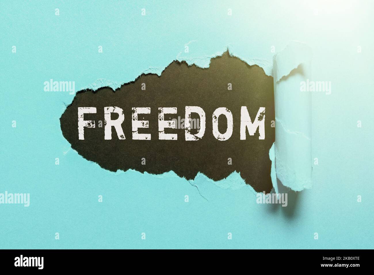 Conceptual caption Freedom. Business concept power or right to act speak or think as one wants without hindrance Replacing Old Wallpaper Design Stock Photo