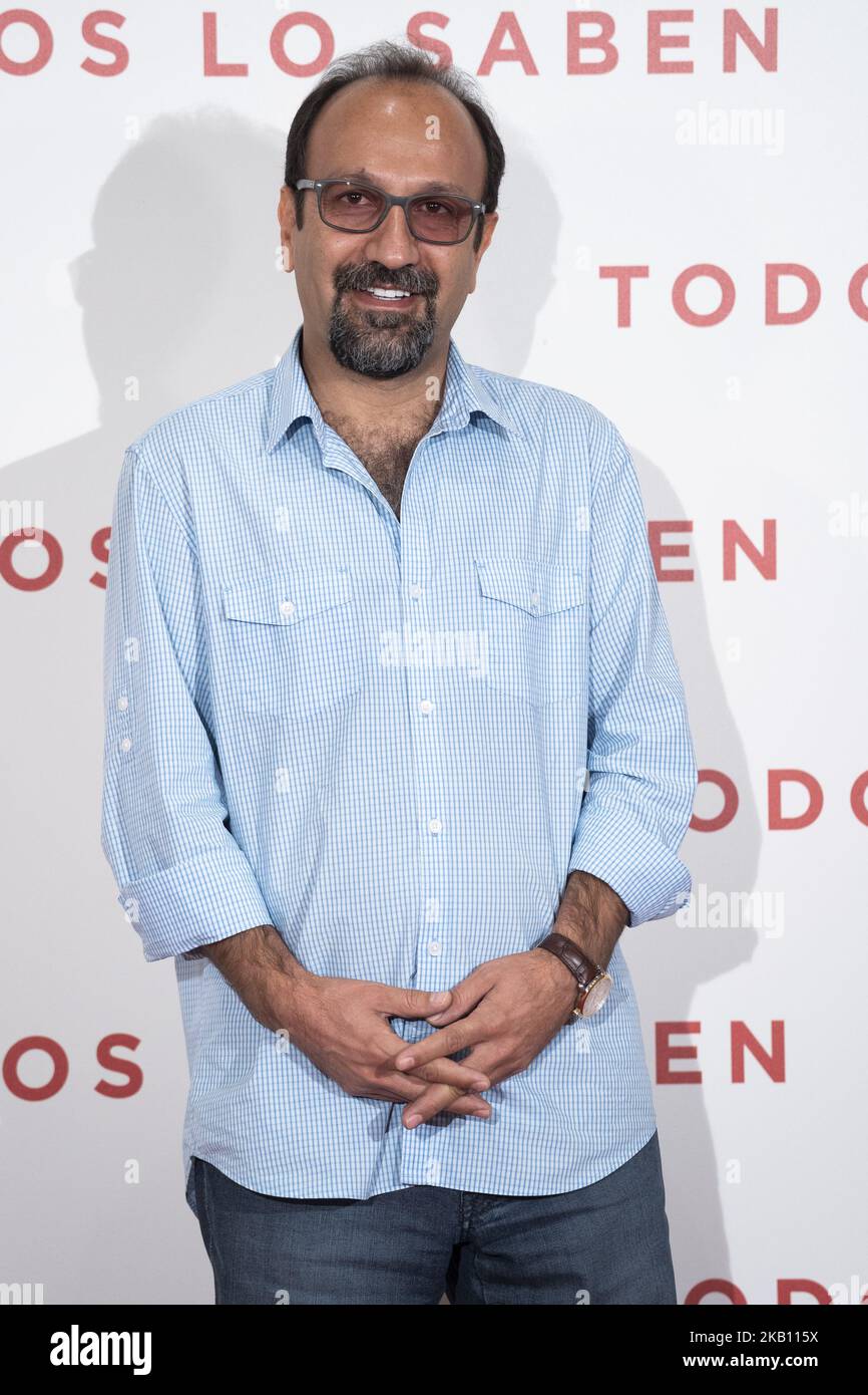 Asghar Farhadi attends 'Todos Lo Saben' photocall at Urso Hotel on September 12, 2018 in Madrid, Spain. (Photo by Oscar Gonzalez/NurPhoto) Stock Photo