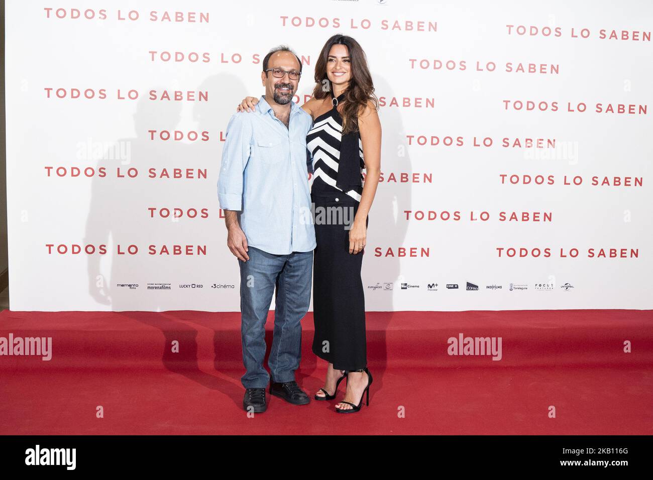 Asghar Farhadi and Penelope Cruz attend 'Todos Lo Saben' photocall at Urso Hotel on September 12, 2018 in Madrid, Spain (Photo by Oscar Gonzalez/NurPhoto) Stock Photo