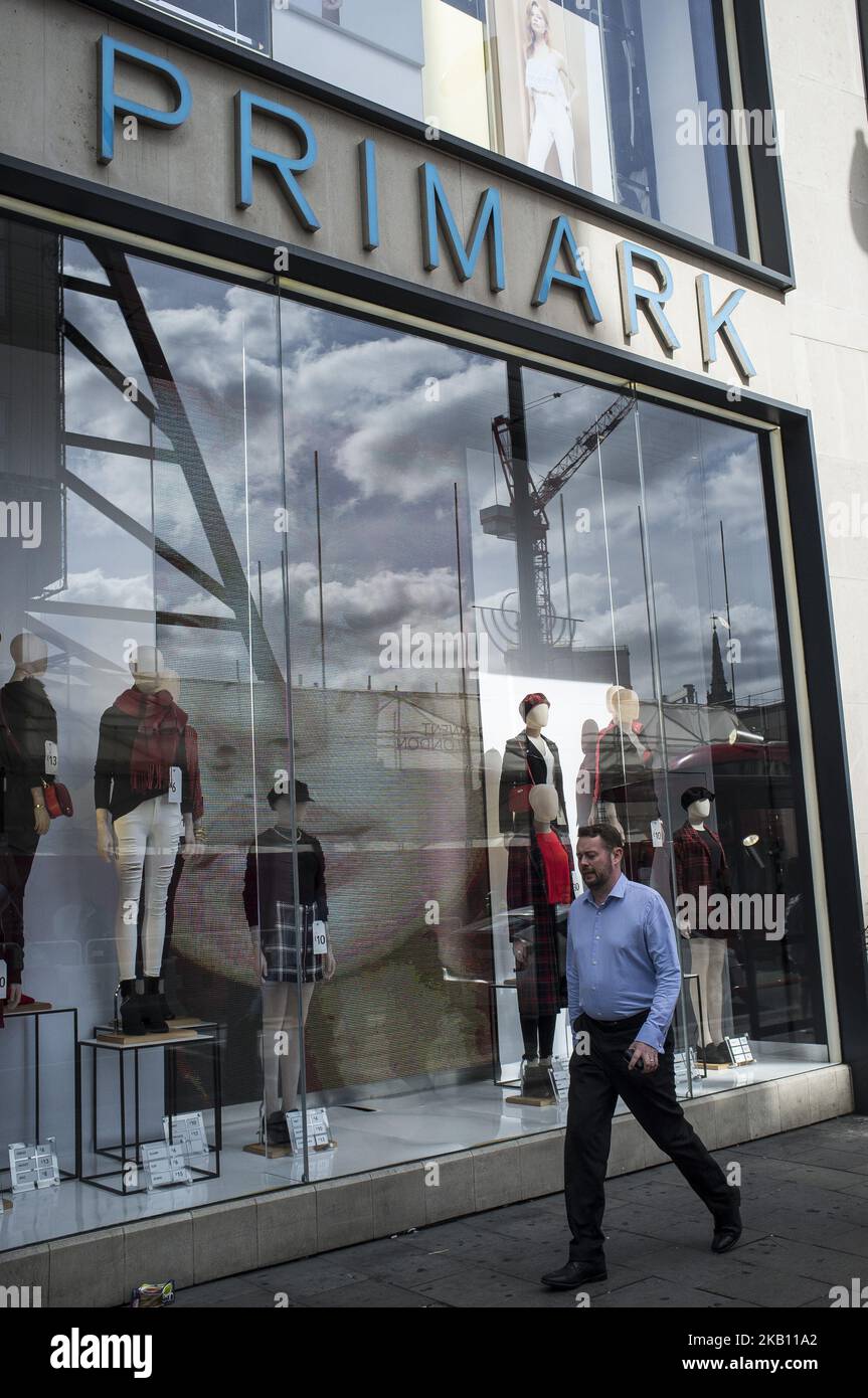 A Primark store is pictured in Central London on September 10, 2018. Associated British Foods, which owns fashion retailer Primark, has warned the stronger pound will result in a £20m hit to its sales. (Photo by Alberto Pezzali/NurPhoto) Stock Photo