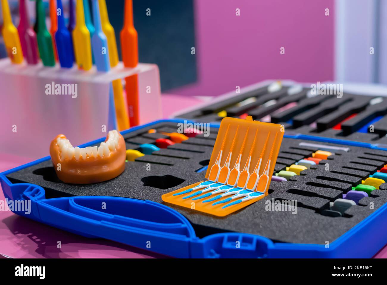 Dental oral care kit interproximal brushes at medical exhibition