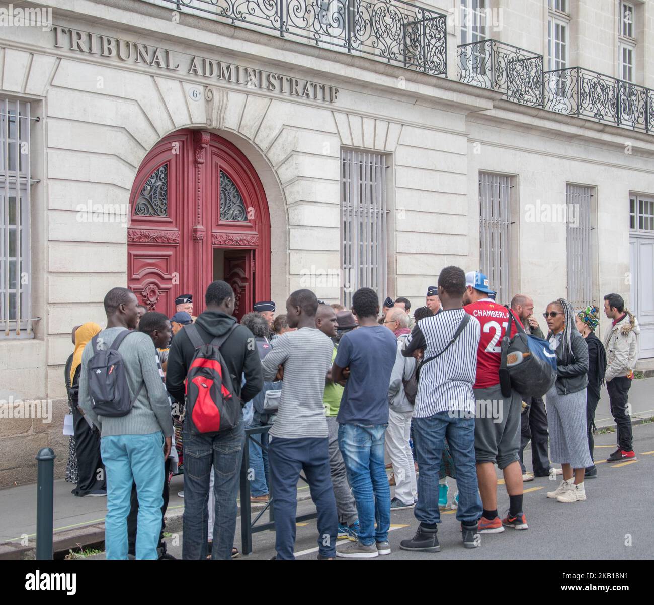 On Wednesday, September 19, 2018, the Administrative Court of Nantes examined two motions concerning the camp of migrant square Daviais. The first was formulated by four associations of support to migrants (Cimade, League of Human Rights, Movement against racism and friendship between peoples, support association to the group of foreign children) to obtain accommodation refugees and an improvement of the sanitary conditions under the 'respect for human dignity', the second emanating from the mayor of Nantes to finally request the evacuation of the 560 migrants settled in the square since June. Stock Photo
