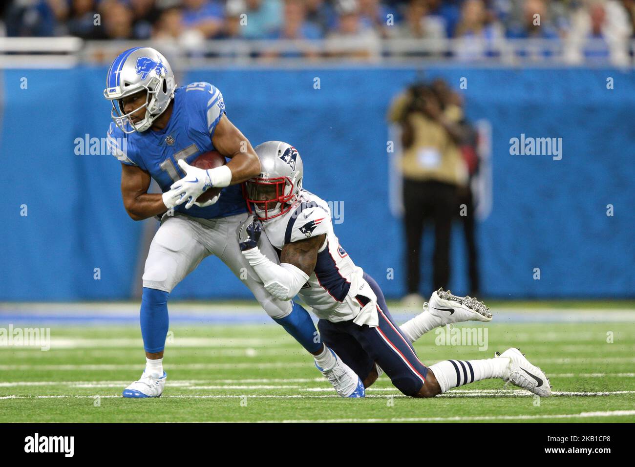 Detroit Lions cornerback Teez Tabor #31 runs the ball against New