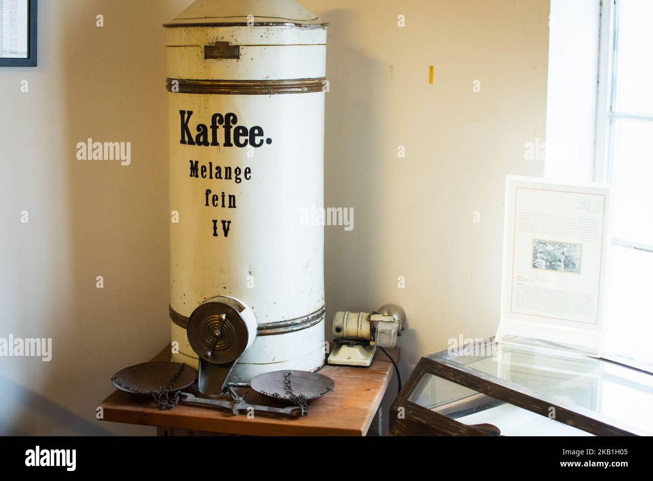 Dubai, UAE 12th october, 2022 old coffee machinery and tools in Dubai museum of coffee Stock