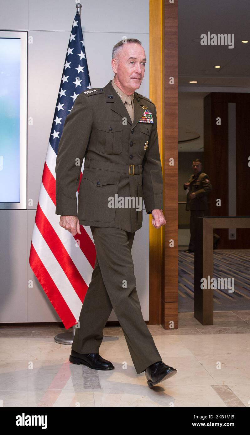 Chairman of the Joint Chiefs of Staff (highest-ranking military officer in the US Army) Joseph Dunford during the NATO Military Committee Conference at Double Tree by Hilton hotel in Warsaw, Poland on 29 September 2018 (Photo by Mateusz Wlodarczyk/NurPhoto) Stock Photo