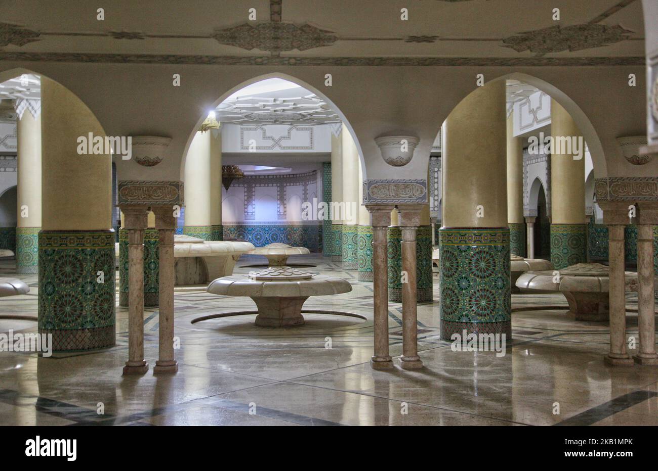 Ablution room inside the Hassan II Mosque in the city of Casablanca ...