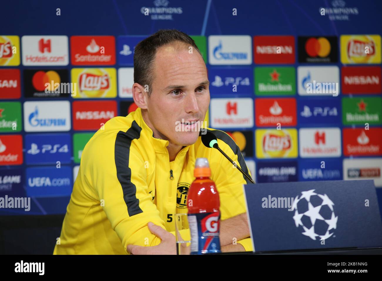 Steve von Bergen (Berner Sport Club Young Boys) during the press conference on the eve of the UEFA Champions League match between Juventus FC and Berner Sport Club Young Boys at Allianz Stadium on October 01l, 2018 in Turin, Italy. (Photo by Massimiliano Ferraro/NurPhoto) Stock Photo