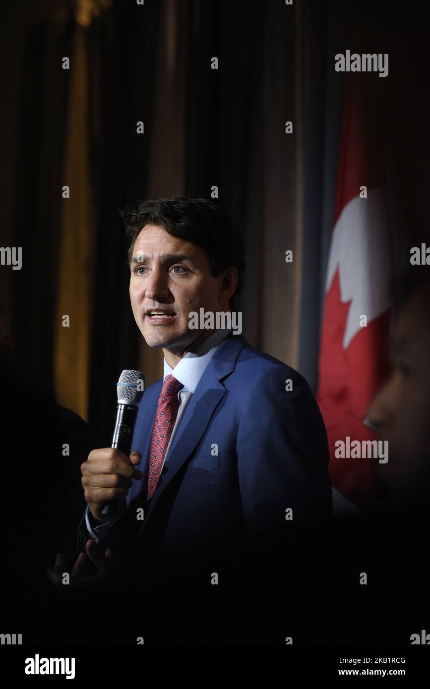 Prime Minister Justin Trudeau speaking during an armchair conversation