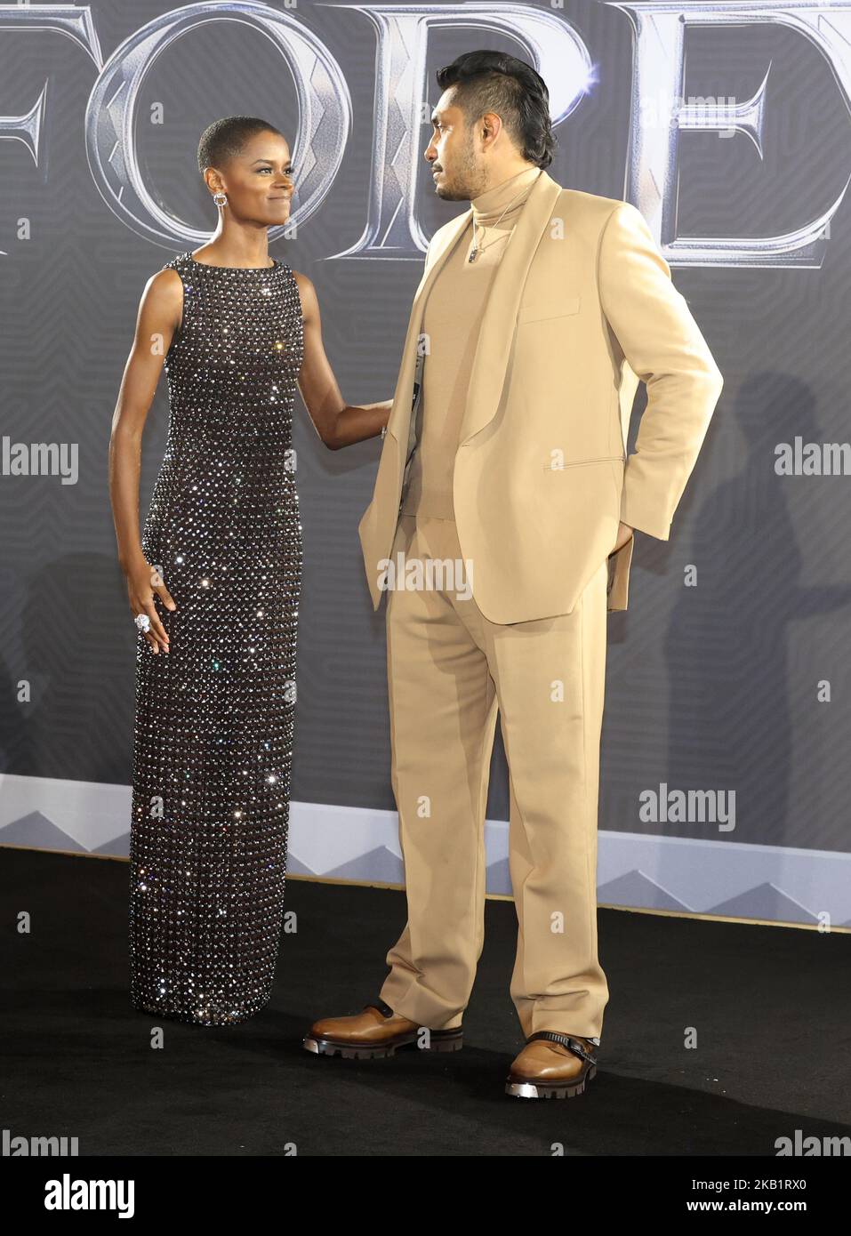 Letitia Wright and Tenoch Huerta attending the European premiere of