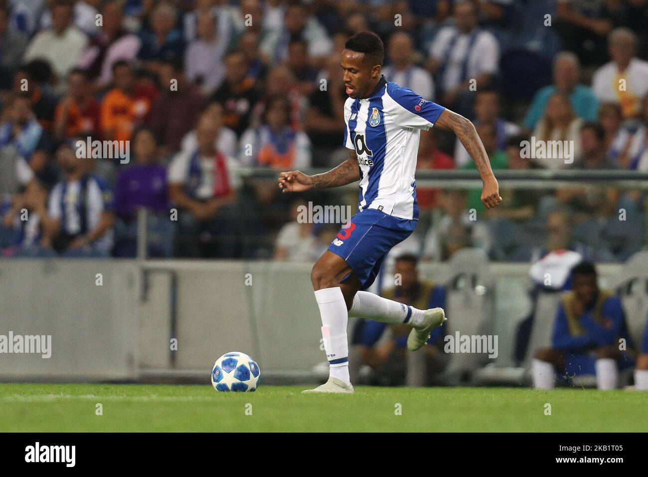 Porto's Brazilian defender Eder Militao in action during the UEFA Champions League, match between FC Porto and Galatasaray, at Dragao Stadium in Porto on October 3, 2018 in Porto, Portugal. (Photo by Paulo Oliveira / DPI / NurPhoto) Stock Photo