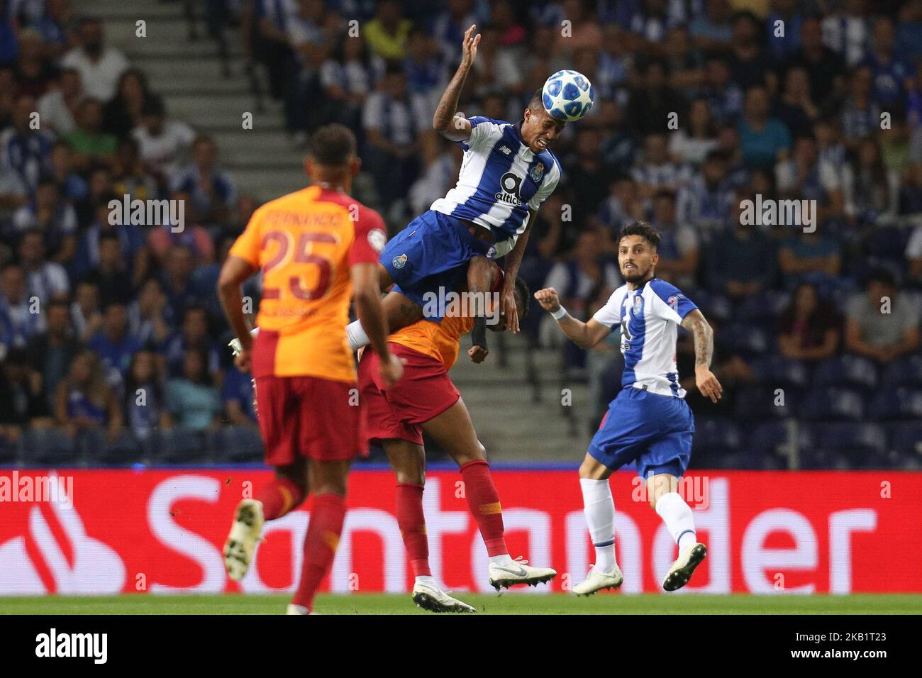 Porto's Brazilian defender Eder Militao in action during the UEFA Champions League, match between FC Porto and Galatasaray, at Dragao Stadium in Porto on October 3, 2018 in Porto, Portugal. (Photo by Paulo Oliveira / DPI / NurPhoto) Stock Photo