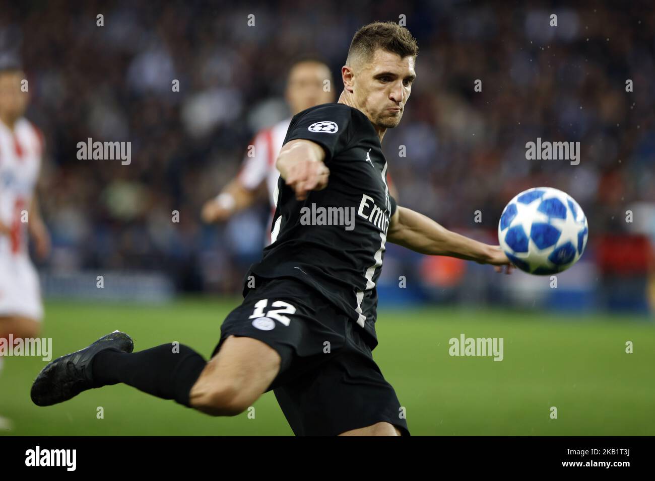 Thomas Meunier of PSG during the Group C match of the UEFA Champions League between Paris Saint-Germain and Red Star Belgrade at Parc des Princes on October 3, 2018 in Paris, France. (Photo by Mehdi Taamallah / NurPhoto) Stock Photo