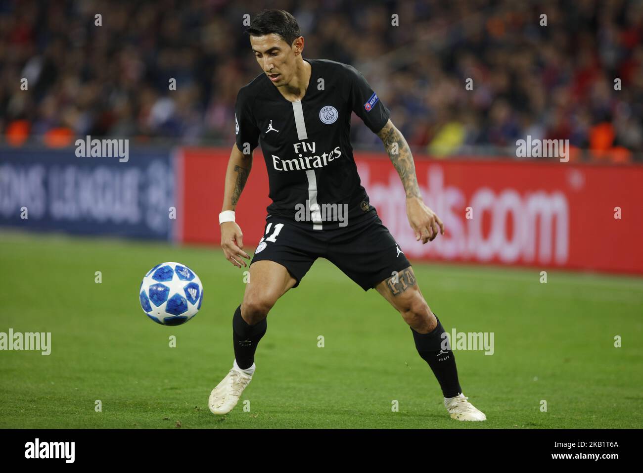Angel Di Maria of PSG during the Group C match of the UEFA Champions League between Paris Saint-Germain and Red Star Belgrade at Parc des Princes on October 3, 2018 in Paris, France. (Photo by Mehdi Taamallah / NurPhoto) Stock Photo