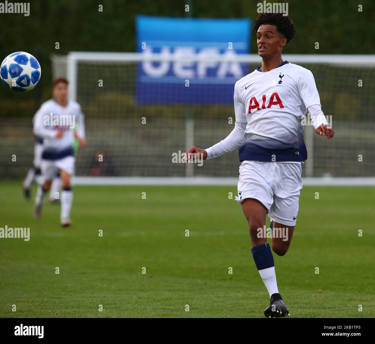 Enfield, UK. 03 October, 2018 Brooklyn Lyons-Foster of Tottenham Hotspur during UEFA Youth League match between Tottenham Hotspur and FC Barcelona at Hotspur Way, Enfield. (Photo by Action Foto Sport/NurPhoto)  Stock Photo