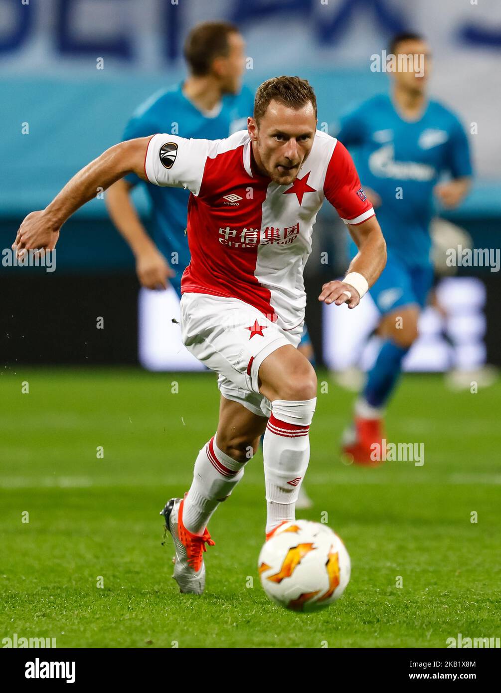 Vladimir Coufal of SK Slavia Prague in action during the Group C match of  the UEFA Europa League between FC Zenit Saint Petersburg and SK Slavia  Prague at Saint Petersburg Stadium on