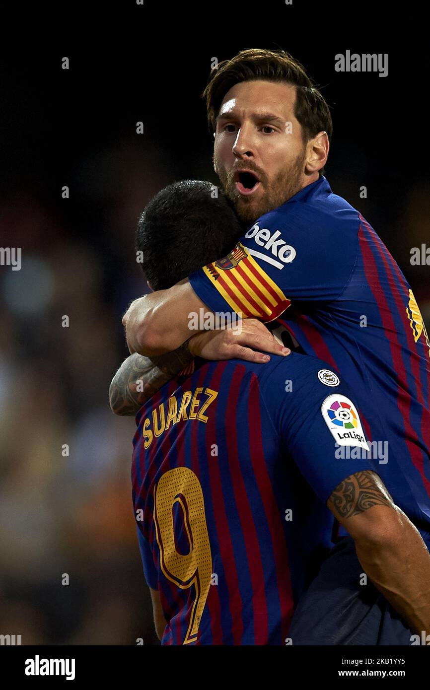Lionel messi barcelona 2018 celebrates hi-res stock photography and ...