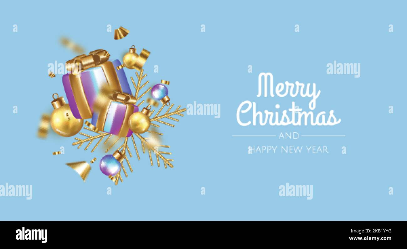 Happy New Year and Merry Christmas. Christmas holiday background with ...