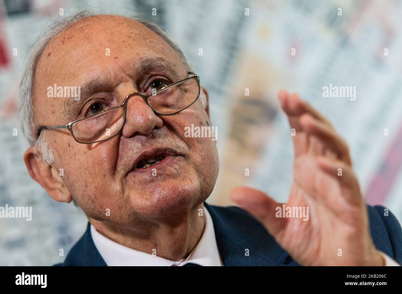 Conference of the Minister of European Affairs Prof. Paolo Savona to the foreign press 'A polytheia for a different, stronger and fairer Europe'. on October 8, 2018 in Rome, Italy (Photo by Andrea Ronchini/NurPhoto) Stock Photo