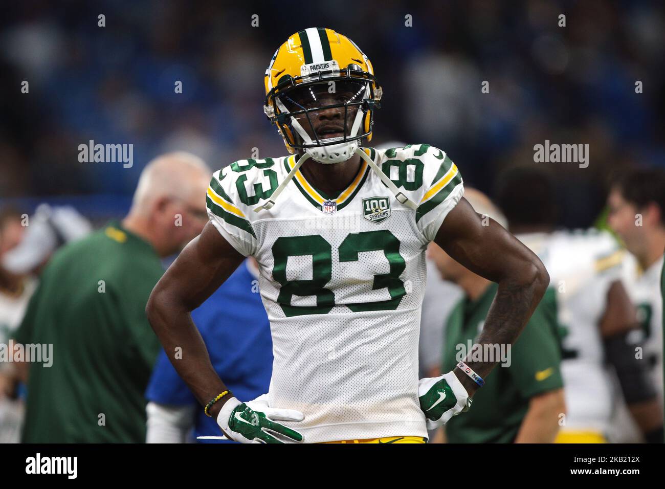 Green Bay Packers wide receiver Marquez ValdesScantling (83) is seen during the first half of