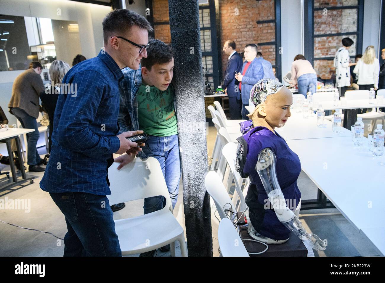 Schoolchildren Are Looking At Social Humanoid Robot Sophia A Latest Schoolchildren Are Looking At Social Humanoid Robot Sophia A Latest