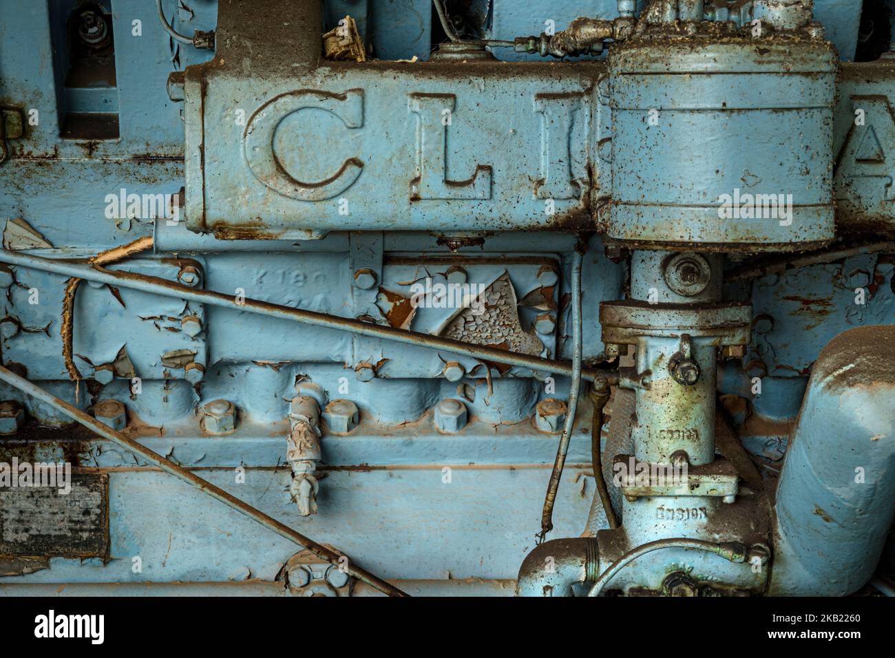 Detail of old dirty pump engine motor, Philadelphia, Pennsylvania USA Stock Photo