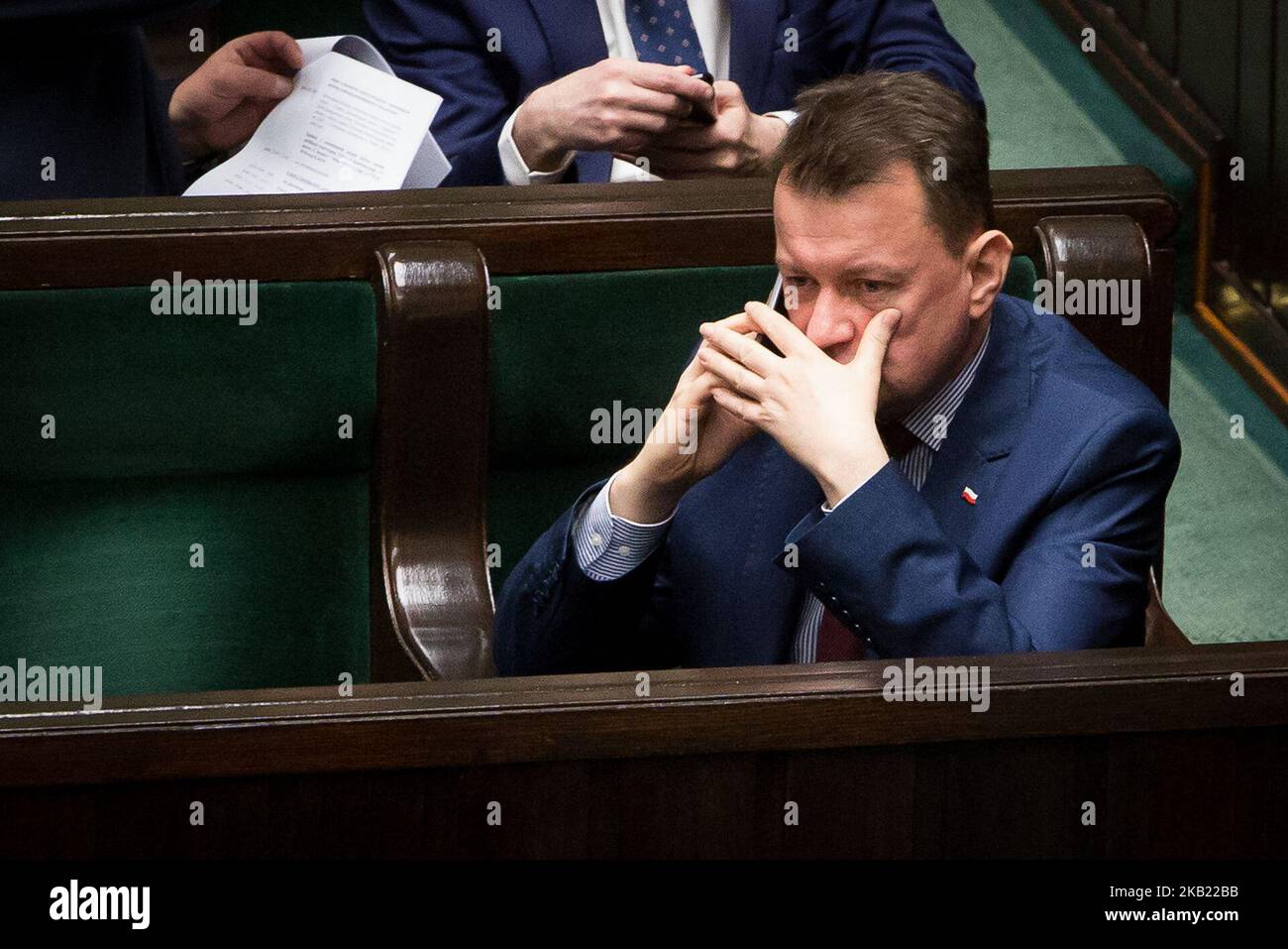 Mariusz Blaszczak in Warsaw, Poland on 11 April 2018 (Photo by Mateusz Wlodarczyk/NurPhoto) Stock Photo