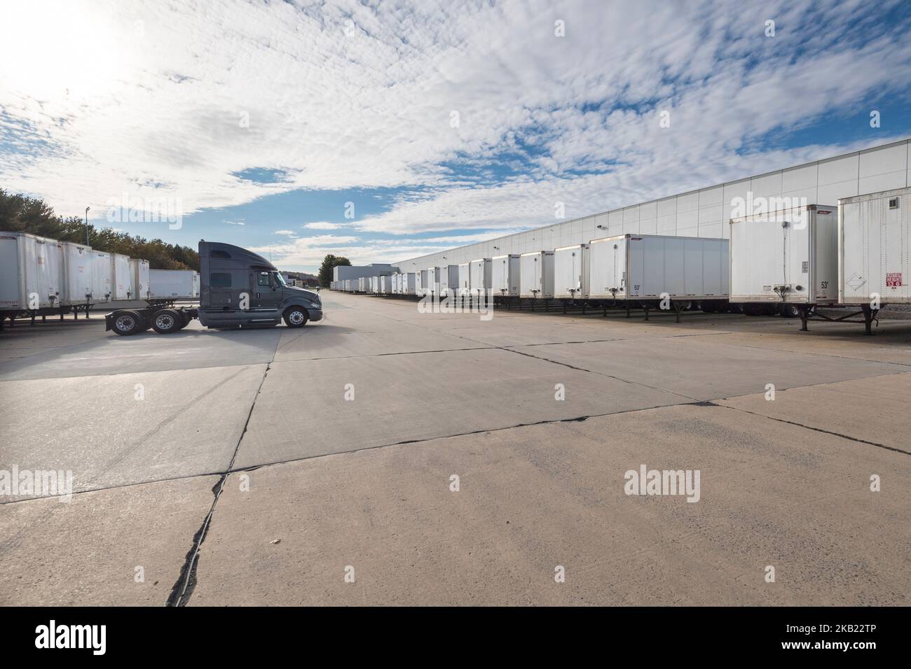 Semi Trailer Trucks Lorries Stock Photo