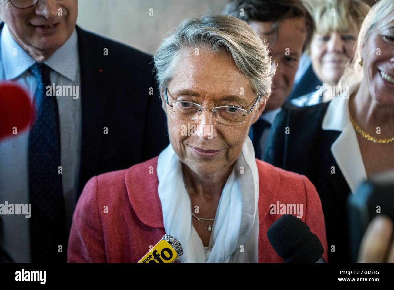 French Transports Minister Elisabeth Borne during her visit to the port on the occasion of the 80th anniversary of the creation of the Edouard Herriot port in Lyon, France, on 12 October 2018. (Photo by Nicolas Liponne/NurPhoto) Stock Photo