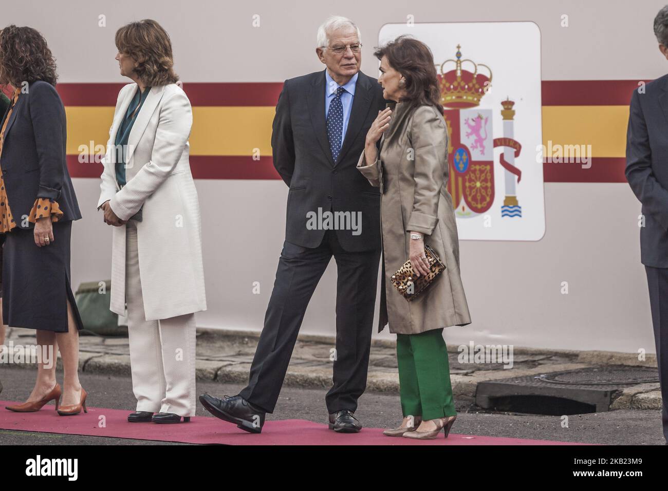 (10/12/2018) Josep Borrell, center, minister of Foreign Affaires of Spain, during the ceremony of the Hispanic Day in Madrid, Spain, on 12 October 2018. (Photo by Celestino Arce/NurPhoto) Stock Photo