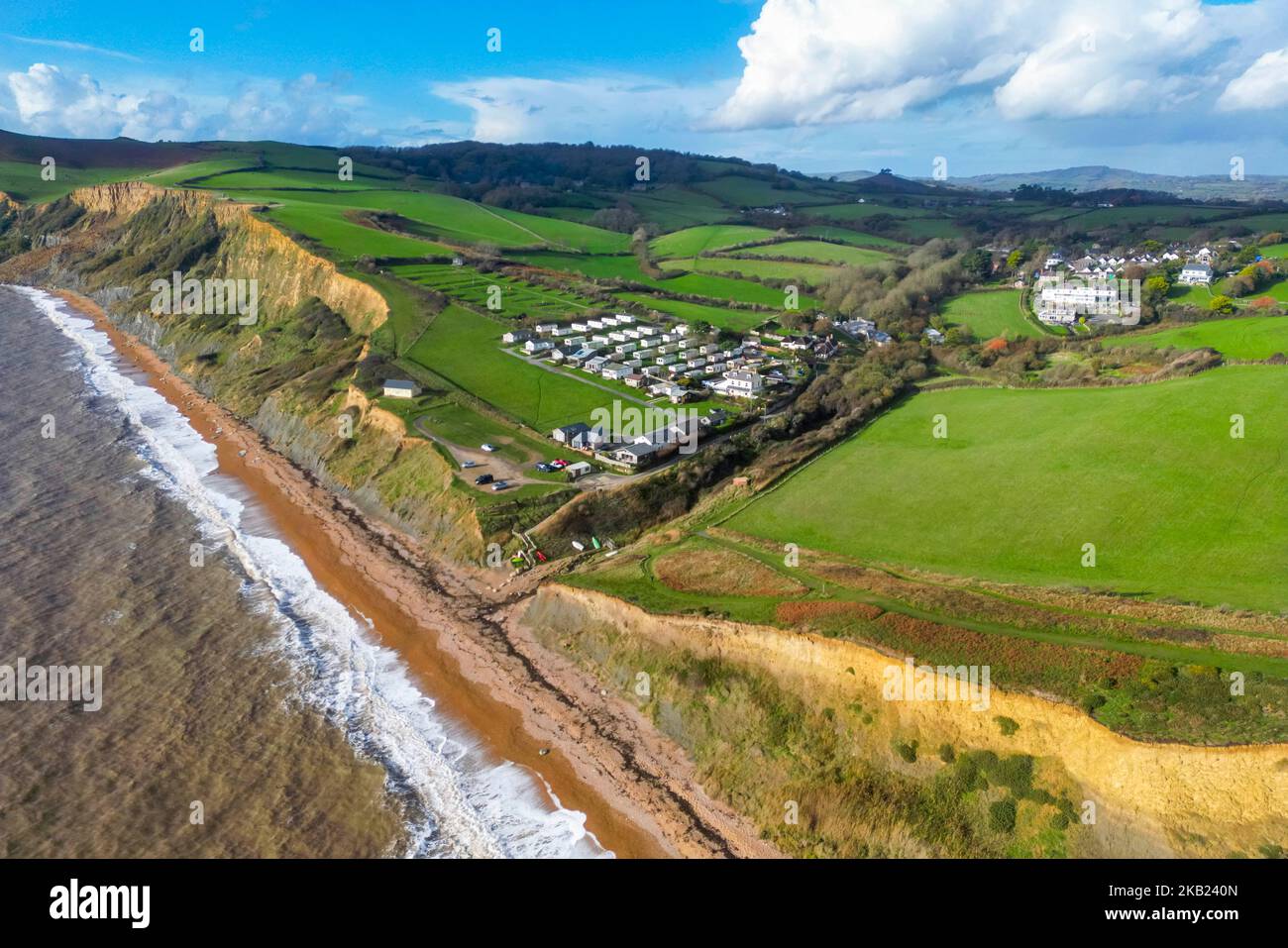 Eype, Dorset, UK. 3rd November 2022. UK Weather. View from the air of