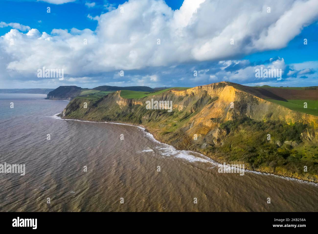 Eype, Dorset, UK. 3rd November 2022. UK Weather. View from the air of ...