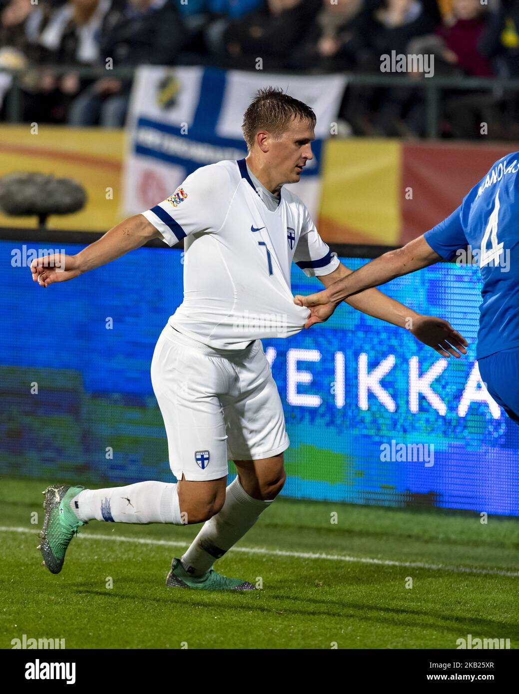Robin Lod of Finland during the UEFA Nations League group stage football match Finland v Grece in Tampere, Finland on October 15, 2018. (Photo by Antti Yrjonen/NurPhoto) Stock Photo