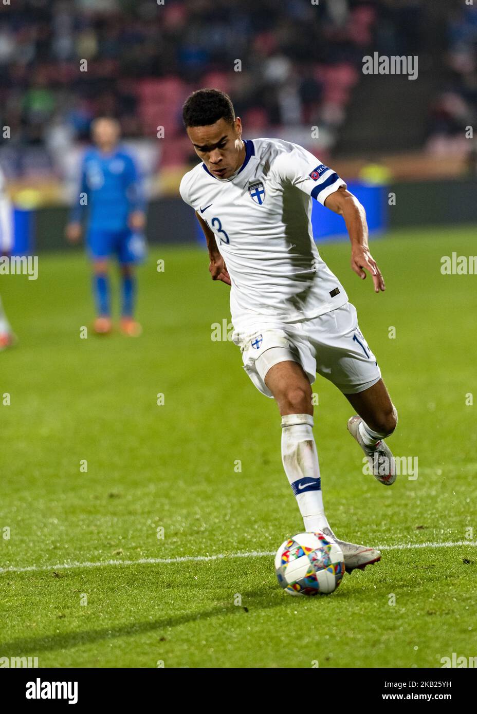 Pyry Soiri of Finland controls the ball during the UEFA Nations League group stage football match Finland v Grece in Tampere, Finland on October 15, 2018. (Photo by Antti Yrjonen/NurPhoto) Stock Photo