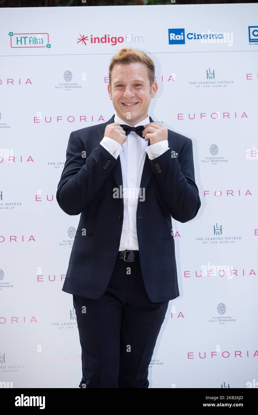 Andrea Germani during the photocall for the presentation of new film by Valeria Golino, 'Euforia', in Rome, Italy, on October 16, 2018. (Photo by Mauro Fagiani/NurPhoto) Stock Photo