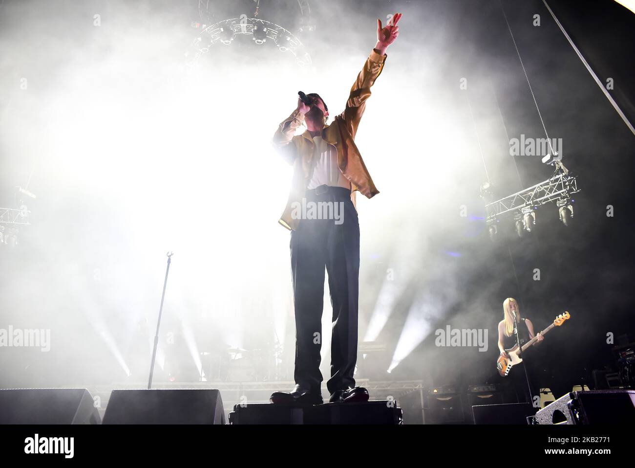 British singer and songwriter Tom Grennan performs live at O2 Academy Brixton, London on October 16, 2018. (Photo by Alberto Pezzali/NurPhoto) Stock Photo