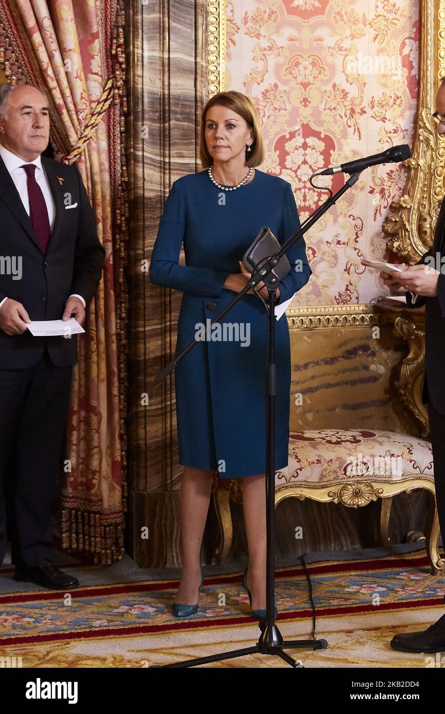 Maria Dolores de Cospedal attends to German President Frank-Walter Steinmeier visit to Spain at Royal Palace in Madrid, Spain on October 24, 2018. (Photo by A. Ware/NurPhoto) Stock Photo