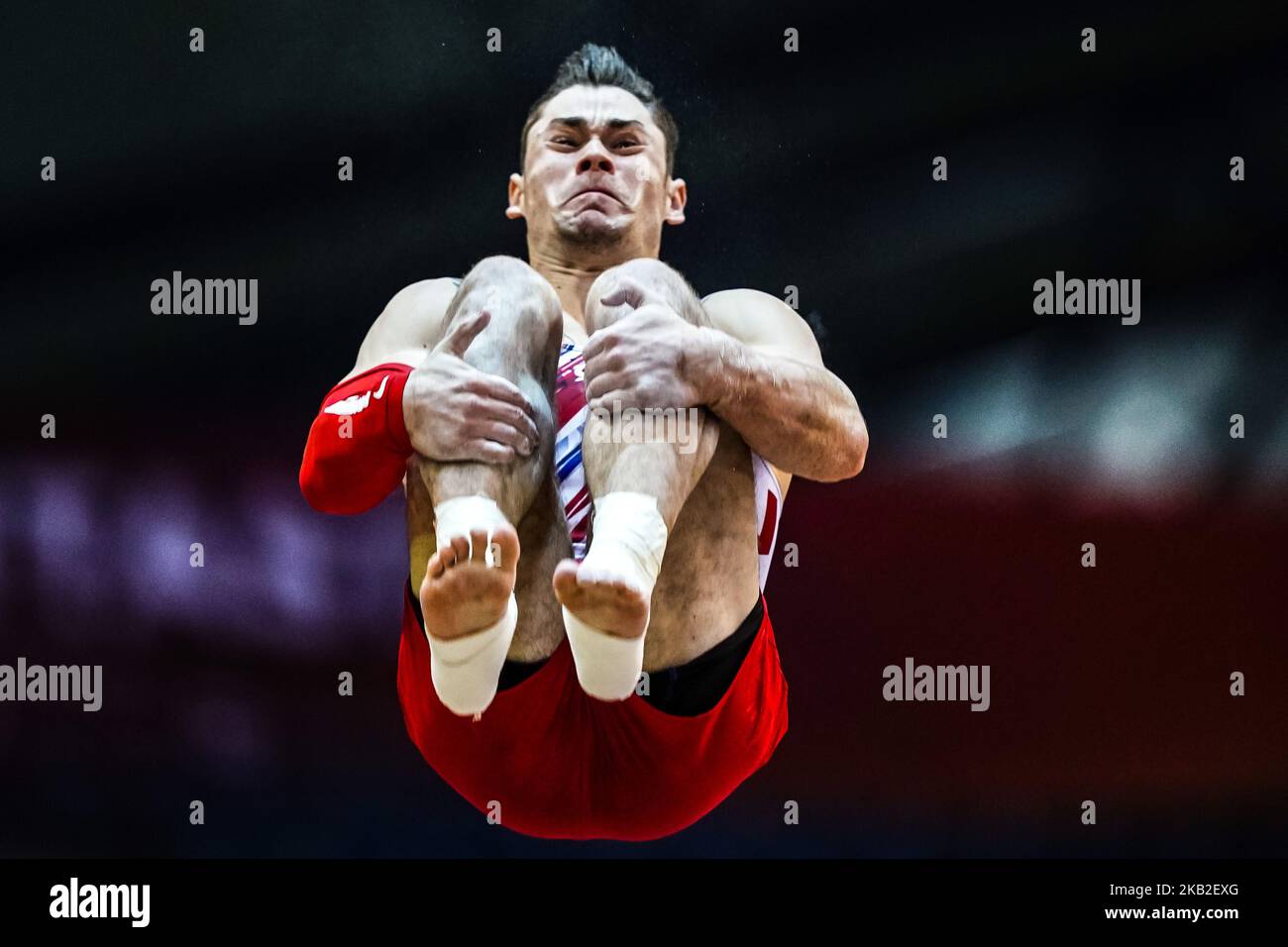 Colin Van W?cklen of United States during Vault qualification at the Aspire Dome in Doha, Qatar, Artistic FIG Gymnastics World Championships on 26 of October 2018. (Photo by Ulrik Pedersen/NurPhoto) Stock Photo